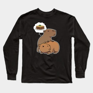 Capybara hungry for Lasagna Long Sleeve T-Shirt